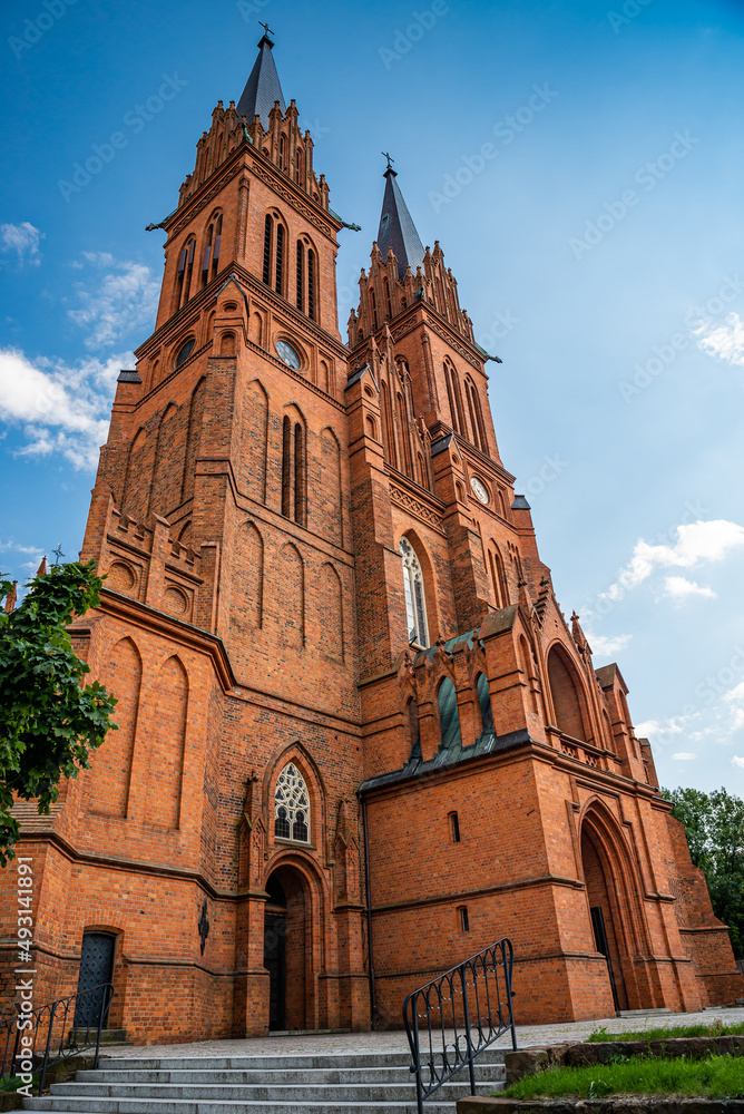 Wloclawek, Poland - August 11, 2021. Basilica Cathedral of St. Mary of the Assumption