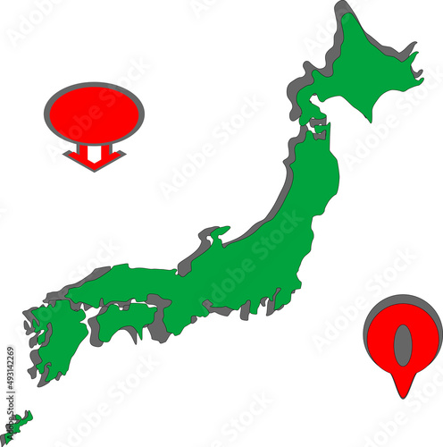 影付きの日本地図とポイント