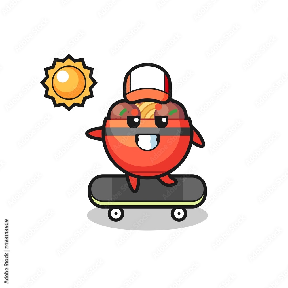 meatball bowl character illustration ride a skateboard meatball bowl character illustration ride a skateboard