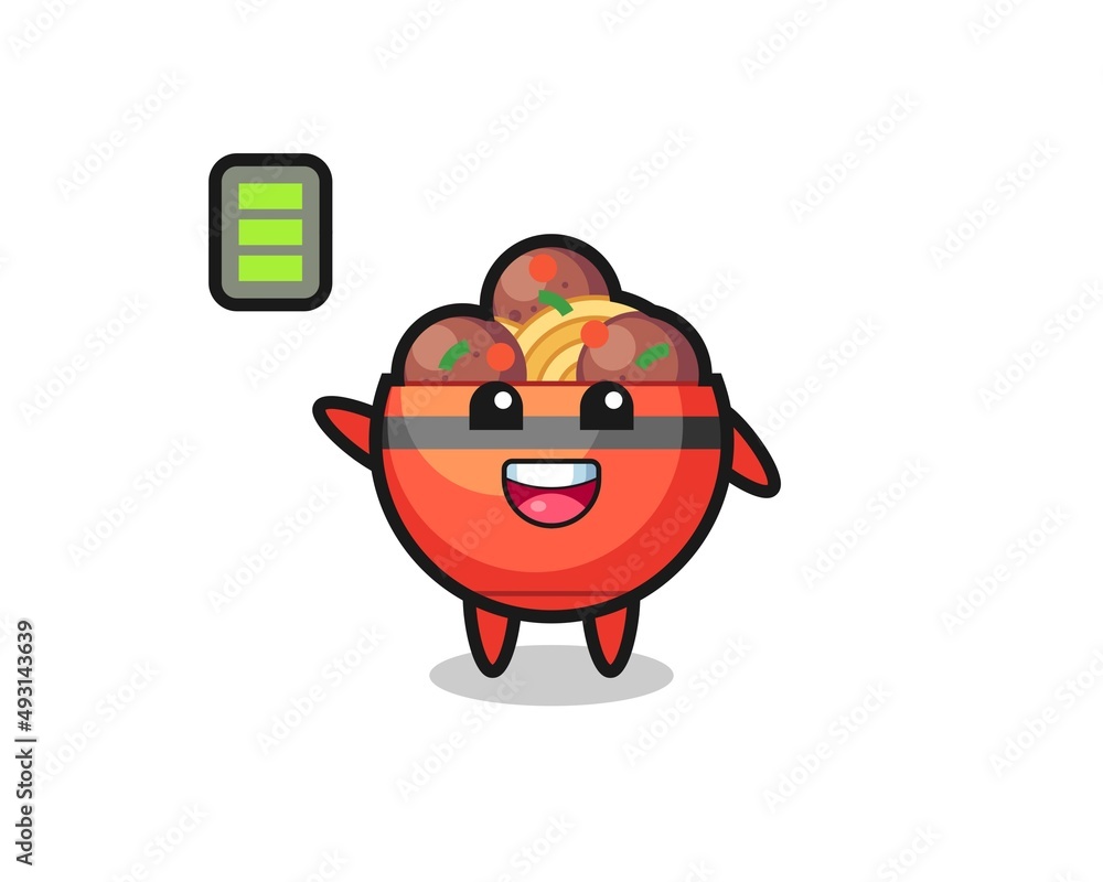 meatball bowl mascot character with energetic gesture meatball bowl mascot character with energetic gesture