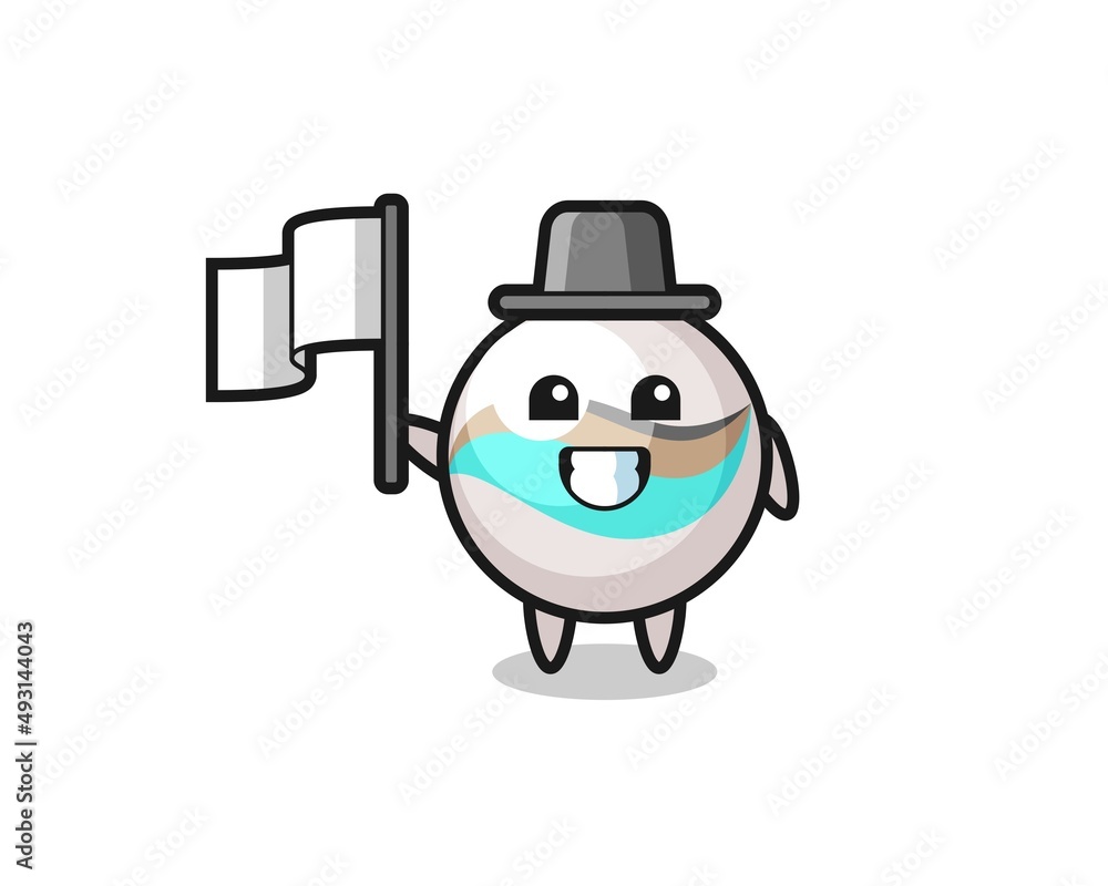 Cartoon character of marble toy holding a flag Cartoon character of marble toy holding a flag