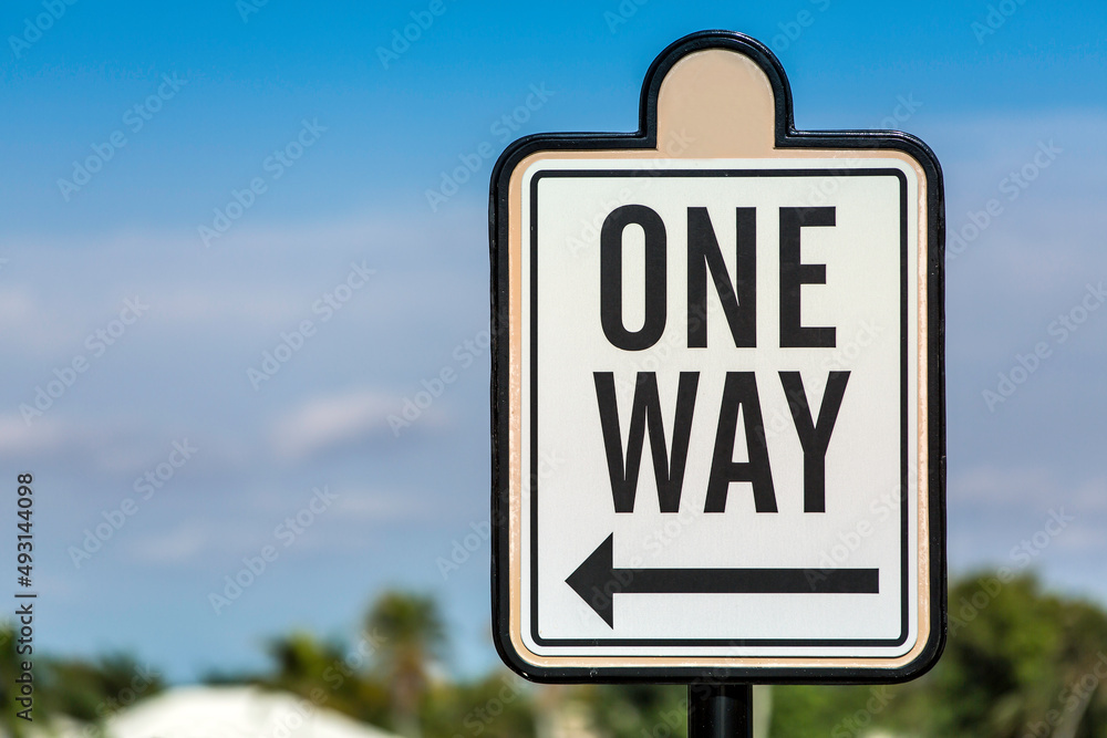 An image of a one way road sign in Florida
An image of a one way road sign in Florida