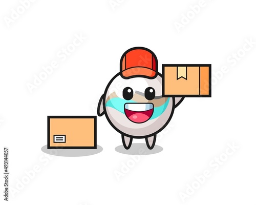 Mascot Illustration of marble toy as a courier