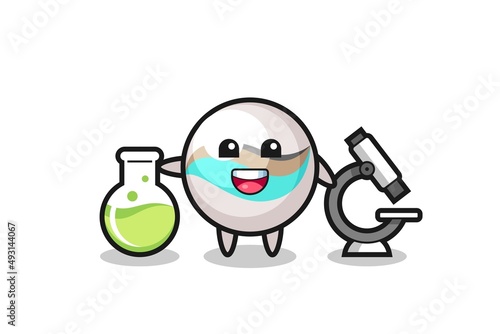 Mascot character of marble toy as a scientist