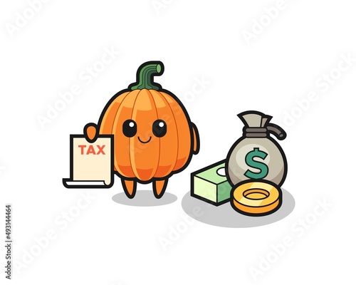 Character cartoon of pumpkin as a accountant