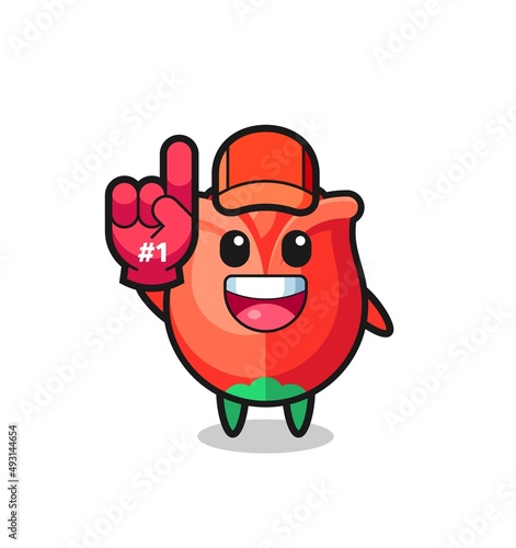 rose illustration cartoon with number 1 fans glove