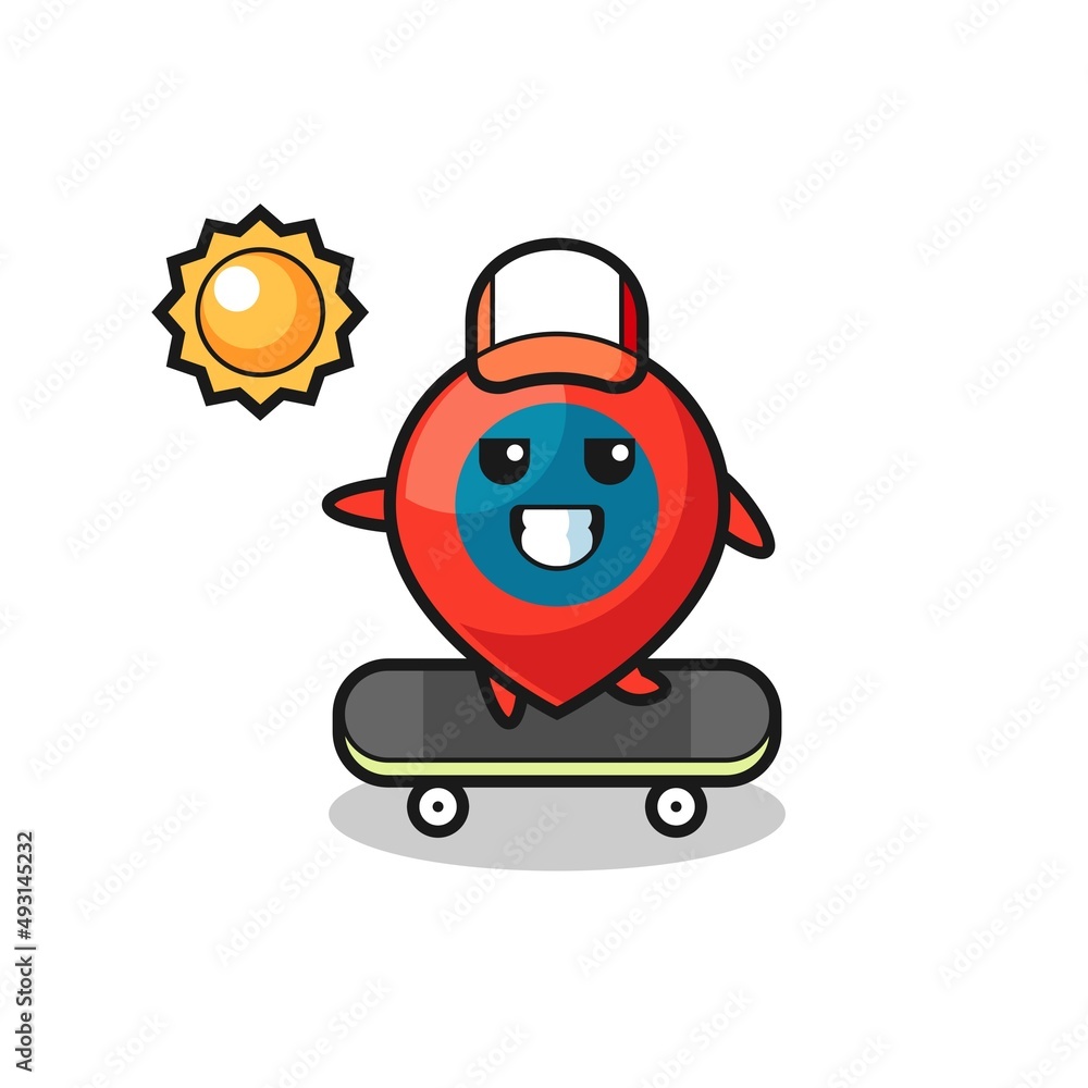 Fototapeta premium location symbol character illustration ride a skateboard