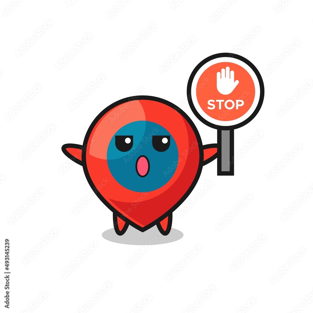 location symbol character illustration holding a stop sign location symbol character illustration holding a stop sign
