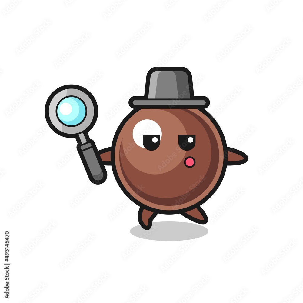 tapioca pearl cartoon character searching with a magnifying glass