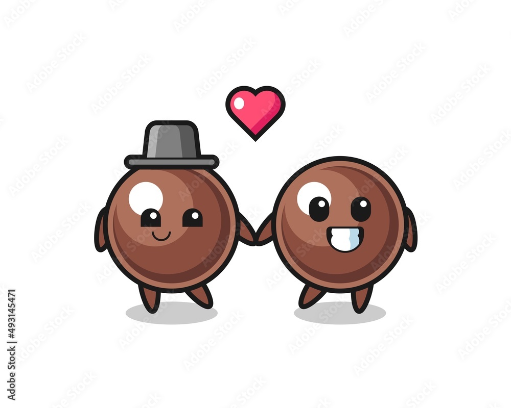 tapioca pearl cartoon character couple with fall in love gesture tapioca pearl cartoon character couple with fall in love gesture