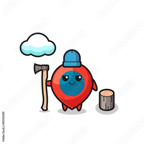 Character cartoon of location symbol as a woodcutter
