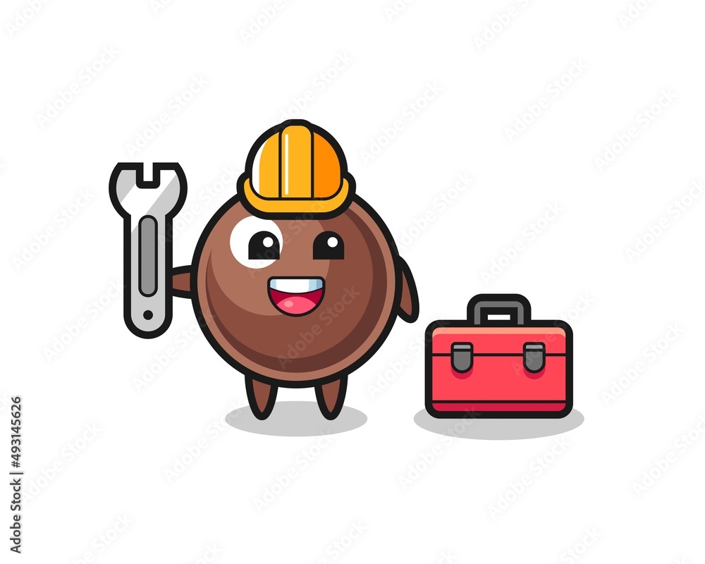 Mascot cartoon of tapioca pearl as a mechanic Mascot cartoon of tapioca pearl as a mechanic