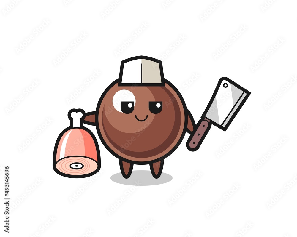 Fototapeta premium Illustration of tapioca pearl character as a butcher