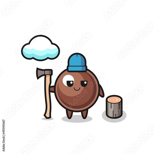 Character cartoon of tapioca pearl as a woodcutter