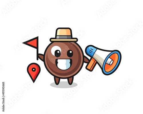 Character cartoon of tapioca pearl as a tour guide