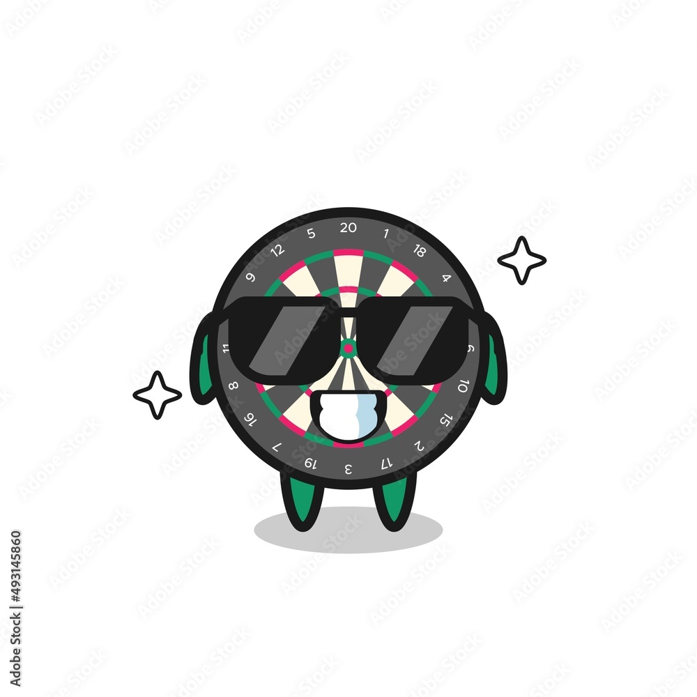 Cartoon mascot of dart board with cool gesture Cartoon mascot of dart board with cool gesture