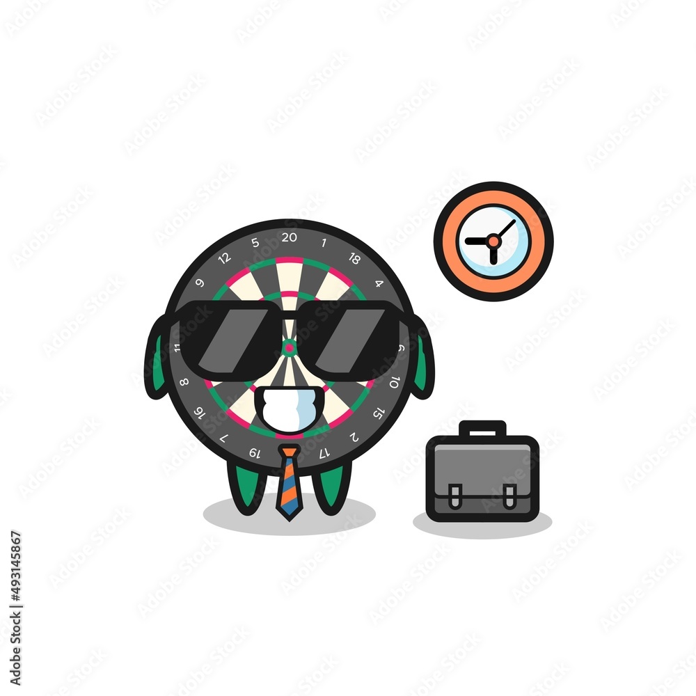 Cartoon mascot of dart board as a businessman Cartoon mascot of dart board as a businessman