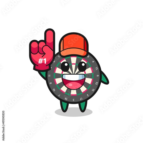 dart board illustration cartoon with number 1 fans glove