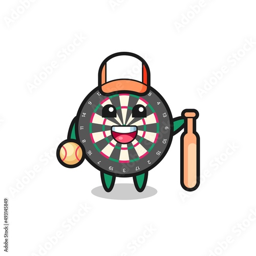 Cartoon character of dart board as a baseball player