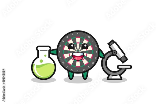 Mascot character of dart board as a scientist