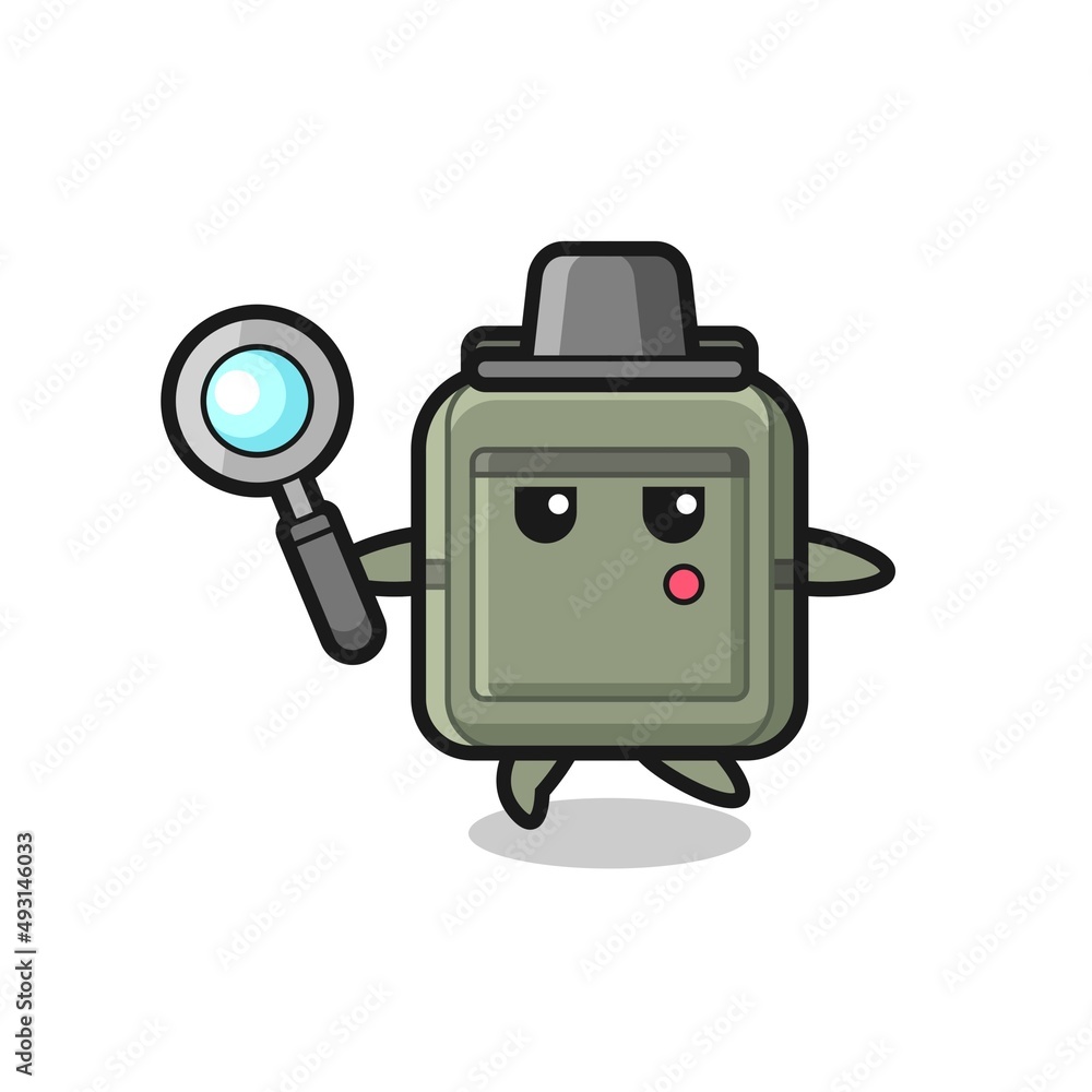 school bag cartoon character searching with a magnifying glass school bag cartoon character searching with a magnifying glass