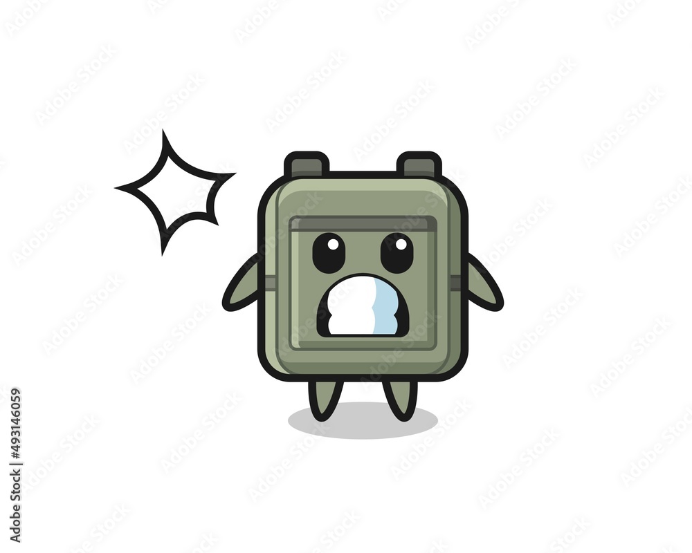 school bag character cartoon with shocked gesture school bag character cartoon with shocked gesture