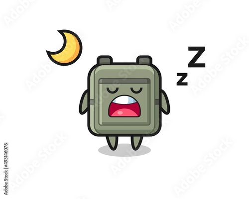 school bag character illustration sleeping at night