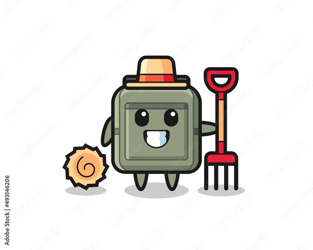 Mascot character of school bag as a farmer Mascot character of school bag as a farmer