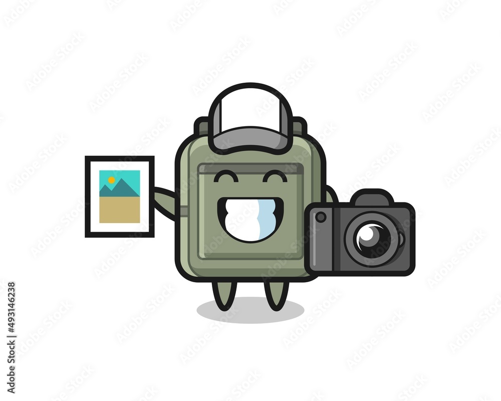 Character Illustration of school bag as a photographer Character Illustration of school bag as a photographer
