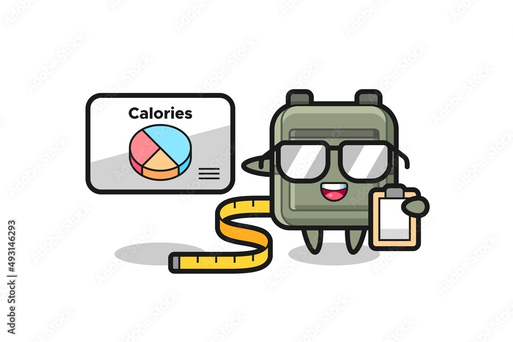 Illustration of school bag mascot as a dietitian Illustration of school bag mascot as a dietitian