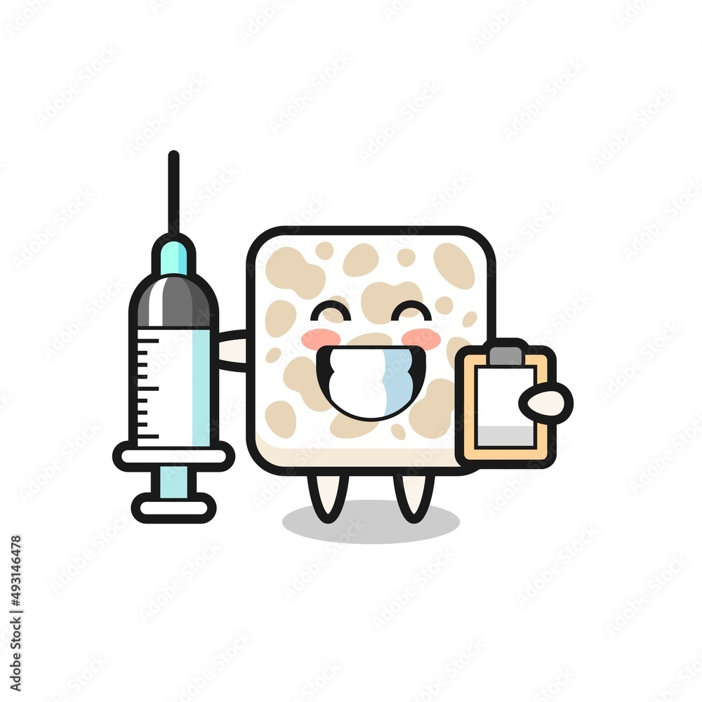 Mascot Illustration of tempeh as a doctor Mascot Illustration of tempeh as a doctor