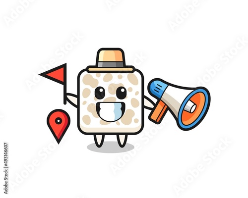 Character cartoon of tempeh as a tour guide