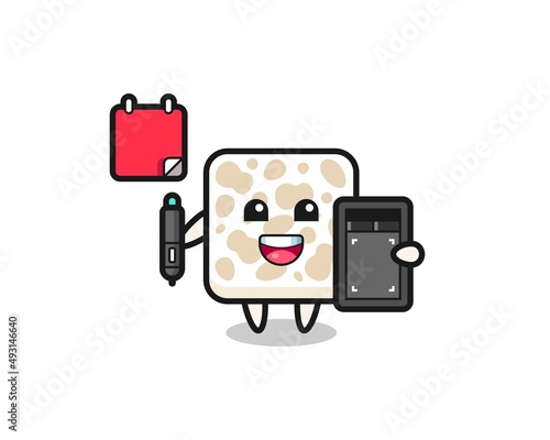 Illustration of tempeh mascot as a graphic designer