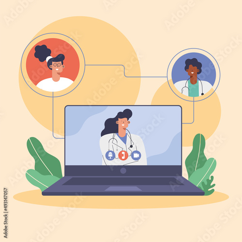 doctors staff in laptop