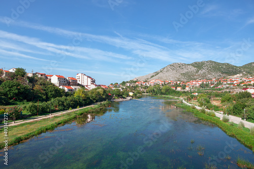 Trebinje town located in Bosnia and Herzegovina . Trebisnjica river and Balkans scenery 