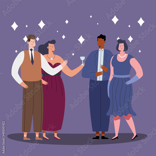 elegant persons group celebrating