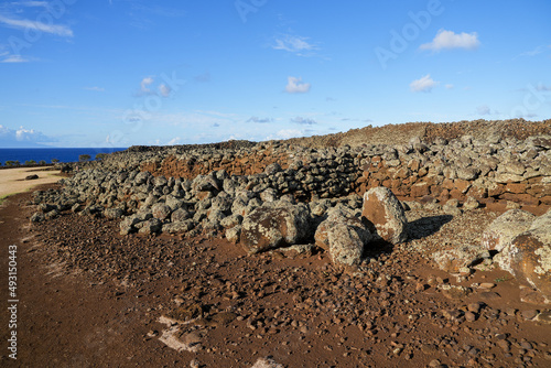 Mo'okini Heuiau in the north of Big Island, Hawaii - Ruins of a temple of the Hawaiian religion in the Kohala Historical Sites State Monument near Upolu Point