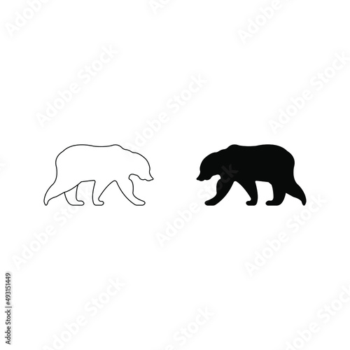 bear icon. animal sign color editable