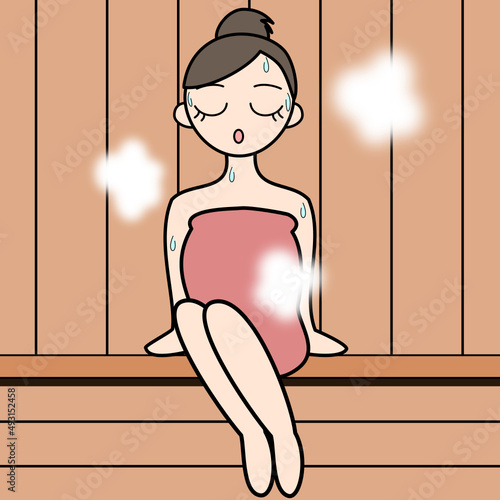 サウナに入る女性