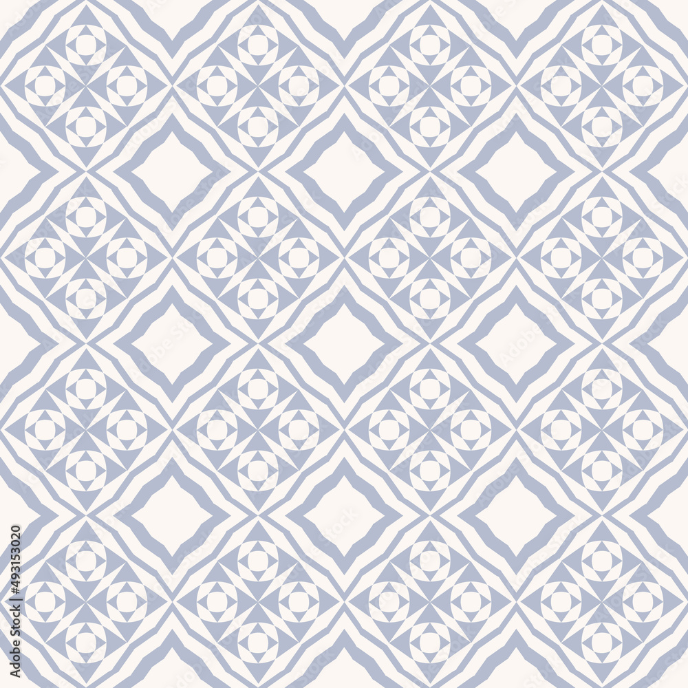 Vector light blue color ethnic geometric shape seamless on white background. Neo classic peranakan pattern design. Use for fabric, textile, interior decoration elements, upholstery, wrapping.