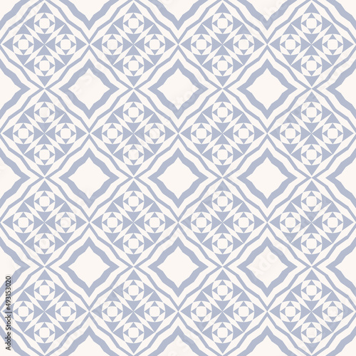 Vector light blue color ethnic geometric shape seamless on white background. Neo classic peranakan pattern design. Use for fabric, textile, interior decoration elements, upholstery, wrapping.