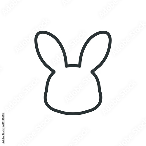 Bunny head silhouette line art icon