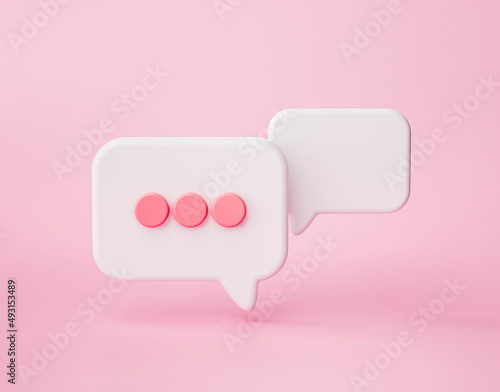 Chat bubbles or speech bubble icon website ui on pink background 3d rendering illustration
