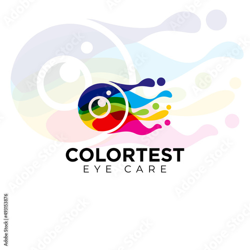 colortest eye care logo, modern creative fulcolor eyeball vector photo