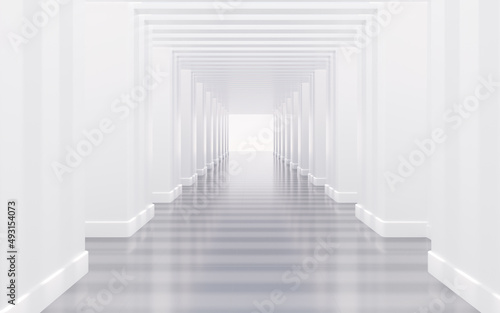 White building tunnels, 3d rendering.