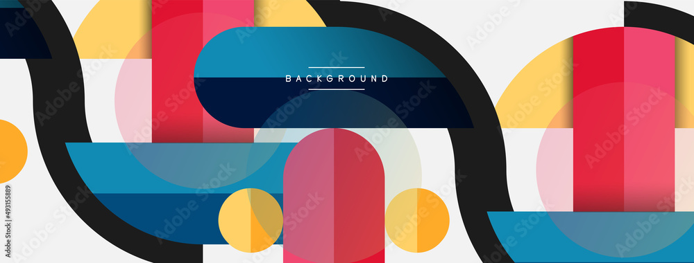 Round geometric shapes lines and circles. Vector template for wallpaper banner background or landing page Round geometric shapes lines and circles. Vector template for wallpaper banner background or landing page