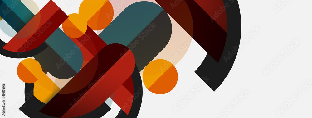Round geometric shapes lines and circles. Vector template for wallpaper banner background or landing page Round geometric shapes lines and circles. Vector template for wallpaper banner background or landing page