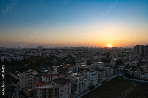 a Chinese suburb in sunset time