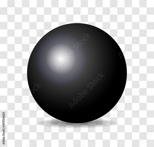 Black ball shape 3d design on transparent background.