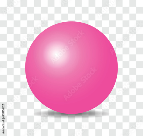 Pink ball vector on transparent background.